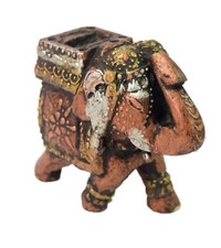 Old Indien Main en Relief Travail Table Décorative Coffre Dessus Éléphant Statue