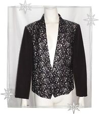 Ⓐ - Veste Blazer Habillé Dentelle Bi-matière Noire Dorothy Perkins Taille 48 FR