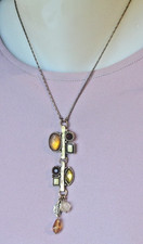 collier IKITA long pendentif couleur or perles original bijou vintage 5883