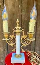 lampe bougeoir ancien en régule doré et marbre .Chandelier, flambeau -XIXème