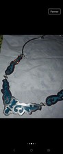 Collier en Alpaca et Turquoise bijoux Mexicain Vintage 