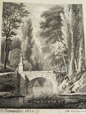 Henri PARMENTIER (XVIII-XIX) LITHO INCUNABLE FERME ORGEVAL POISSY YVELINES 1820