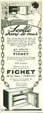 Publicité ancienne coffre-fort scellé dans le mur Fichet 1925 issue magazine DAM