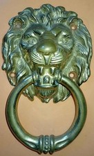 Ancien Fait à la Main Laiton tete de Lion  Porte Heurtoir