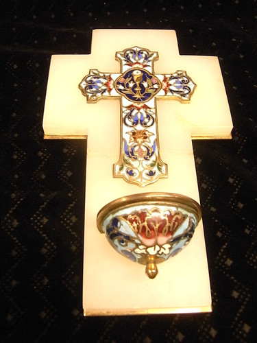 Ancien benitier croix - ancien,