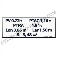 AUTOCOLLANT PLAQUE DE TARE RENAULT 4 4l R4 FOURGONNETTE F F4 7700720159