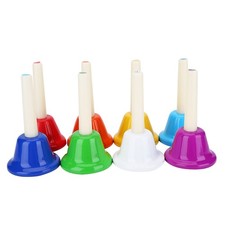 8-Note Colorful Metal Hand Bell Handbells Set Musical Instrument Toy For Kids