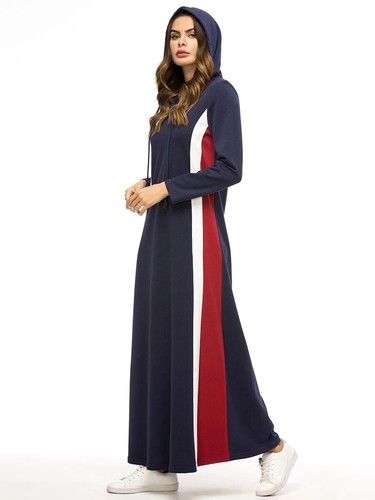 Robe longue capuche coton - robe,