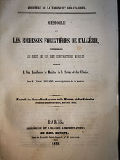 Mémoire richesses forestières d'Algérie construction Navale 1854 livre ancien