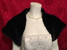 BLACK Faux Mink Fur Shawl