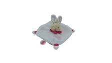 Doudou lapin plat blanc rose