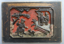 Ancienne plaque en bois laqué