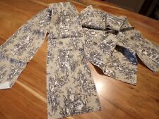 Lot de 4 pièces Toile de Jouy décors personnages  coton noir et beige ( ref 42 )