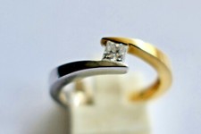 BAGUE SOLITAIRE DIAMANT TAILLE PRINCESSE 0,23 CARATS 2 ORs MASSIF 18 CARATS 750