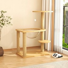 Arbre à chat avec capsule spatiale et griffoir bois massif