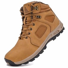Bottes Hiver Hommes Bottines de Neige Fourrées Imperméable Cuir Boots Chaudes...