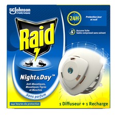 RAID Night & Day Diffuseur Electrique Anti-Moustiques & Mouches + Recharge 240h