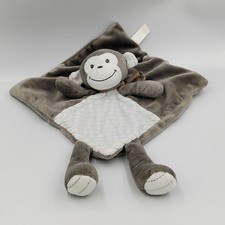 Doudou plat singe gris blanc