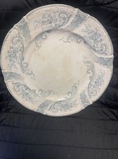 Tres Rare assiette Plate Faïence de Longwy décor " Saint Cloud «  Bleu (4) 27 Cm