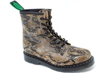 Solovair 8 Yeux Derby Bottes Marron Faux Serpent Brillant S204A-S8-551-SMS-G