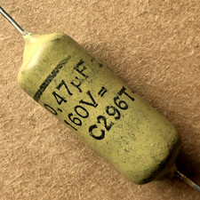 1 Condensateur MULLARD MUSTARD C296 NOS 470nF 10%  - 160V - 0.47uF - 470000pF
