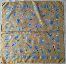 -Foulard "Guitares" soie TBEG  vintage scarf 67 x 67 cm