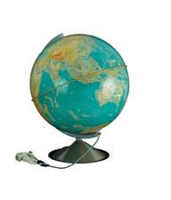 Grande mappe monde globe terrestre vintage inox alu design Hercule lux