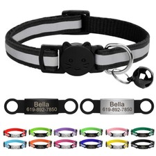 Personnalisé Collier pour chat Chaton avec étiquette anti-étranglement Cloche
