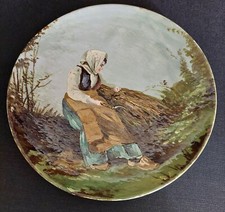 Assiette décorative céramique impressionniste décor main signée fin XIXème