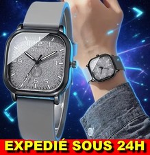 ✅ Montre Femme Chic Cadran Carrée Bracelet Silicone Boîtier Bijoux Cadeau Mode
