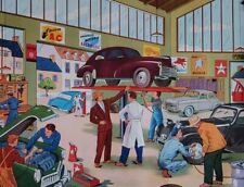 Belle Affiche Pédagogique Garage / Texaco Mobil /no Plaque Émaillée.