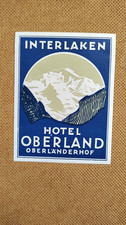 ANCIENNE ETIQUETTE LUGGAGE VALISE SUISSE HOTEL OBERLAND INTERLAKEN