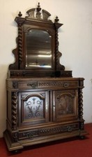 commode a psyché renaissance / louis XIII en noyer massif vers 1850