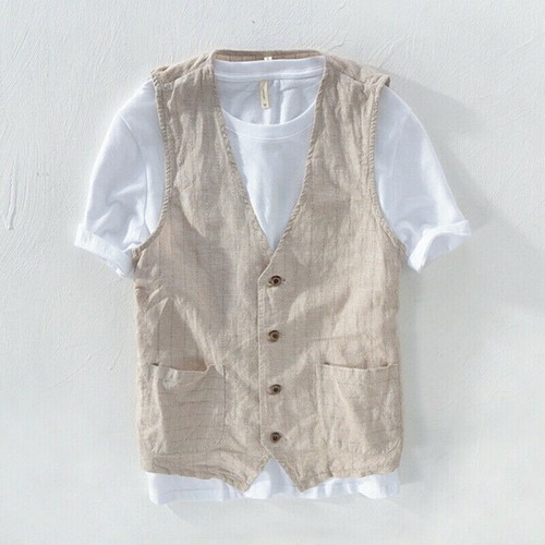 Homme lin rayures gilet - homme,