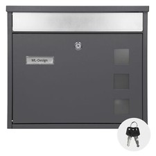 Boîte aux lettres murale avec porte-journaux acier inoxydable anthracite moderne