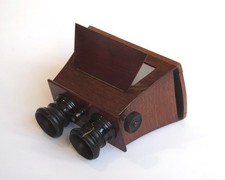 STÉRÉOSCOPE bois volet à miroir pour photos stéréoscopiques jusqu'à 9 x 18 cm