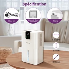 Déshumidificateur électrique compact blanc 2,8 L pour la maison 650 ml/jour 2025