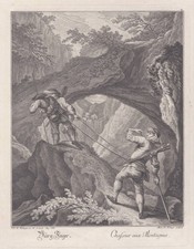 Hunter Chasse Hunting Jaeger Et Falkoniers Gravure sur Cuivre J.E Ridinger 1760