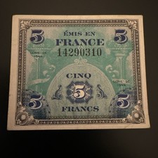 ?? Billet 5 Francs – “ÉMIS EN FRANCE” 1944 – TTB- – Drapeau – Rare