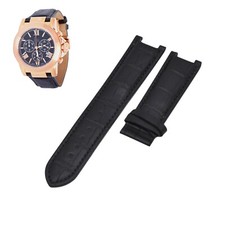 22mm Black Leather Watch Strap