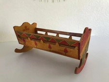 7 ⚜️  Ancien Berceau Petit Lit à Bascule De Poupée En Bois Vintage