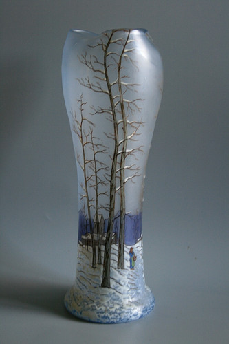 Ancien vase verre émaillé - ancien,