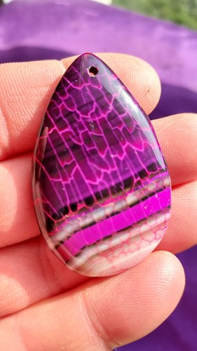 Pendentif larme agate - agate, violet