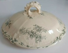 COUVERCLE DE LEGUMIER FAIENCE DE GIEN 59 VERT FOND CREME LOUIS XV ART NOUVEAU