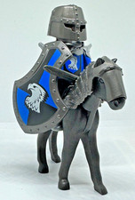 playmobil chevalier au faucon bleu, avec monture, épées, moyen-âge