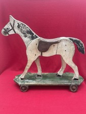 Ancien Cheval à Roulettes en Bois – Jouet d’époque de Collection XIXe / déb XXe