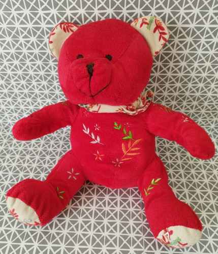 Peluche doudou ours rouge