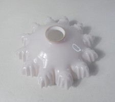 ancienne lampe suspension verre opaline lustre abat-jour vintage rose pale