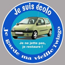 STICKER JE SUIS ECOLO TWINGO POUR PARE-BRISE HUMOUR VIGNETTE CRIT AIR 7cm EZ008