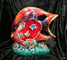 VALLAURIS GROS POISSON ROUGE VINTAGE 60' DECOR SOUS MARIN / VEILLEUSE